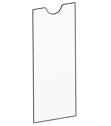 Schematische Darstellung einer Acryglasscheibe in Traktatgröße.