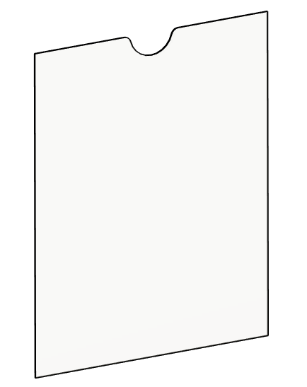 Schematische Darstellung einer Acryglasscheibe in Zeitschriftengröße.